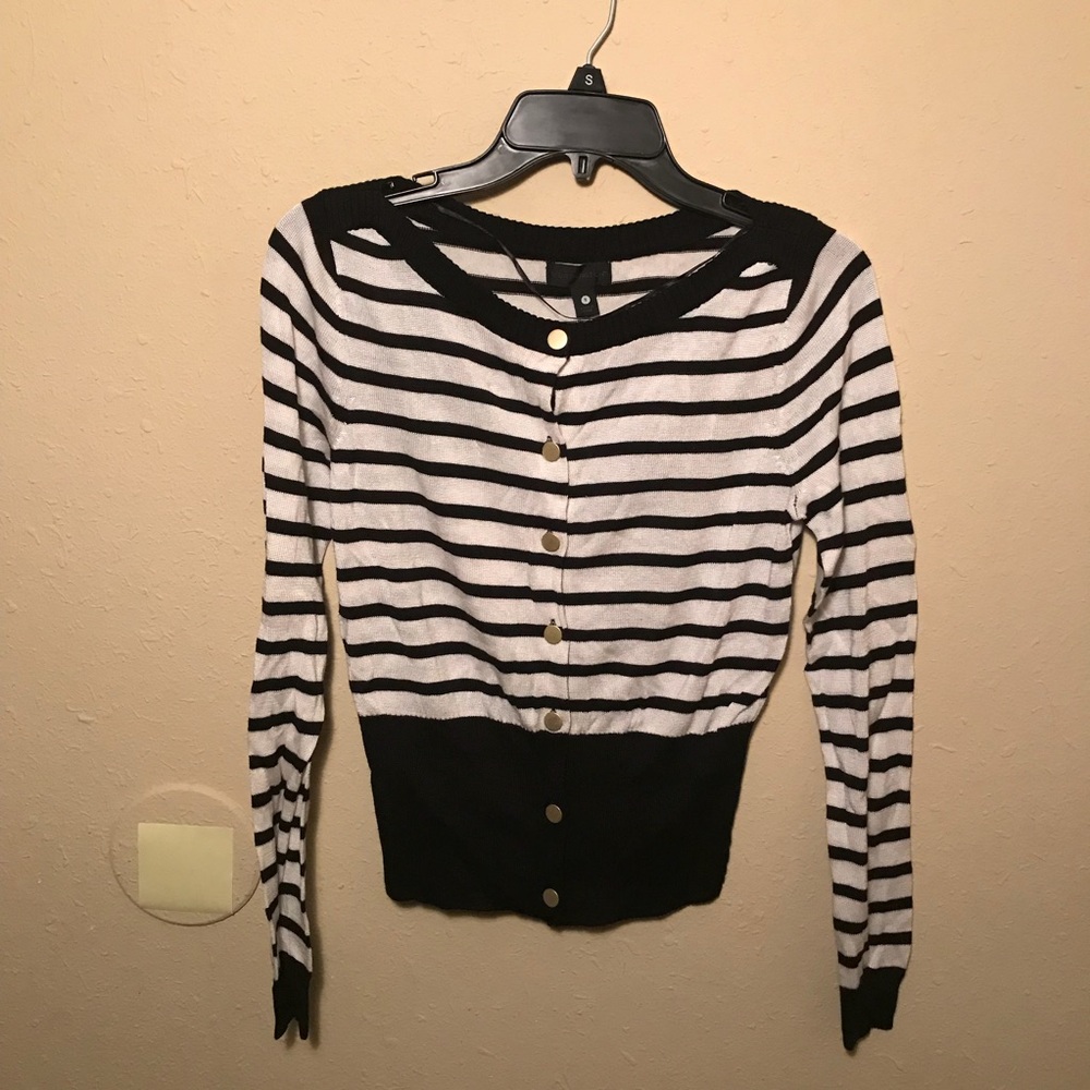 NWT Worthington Black and White Striped Cardigan